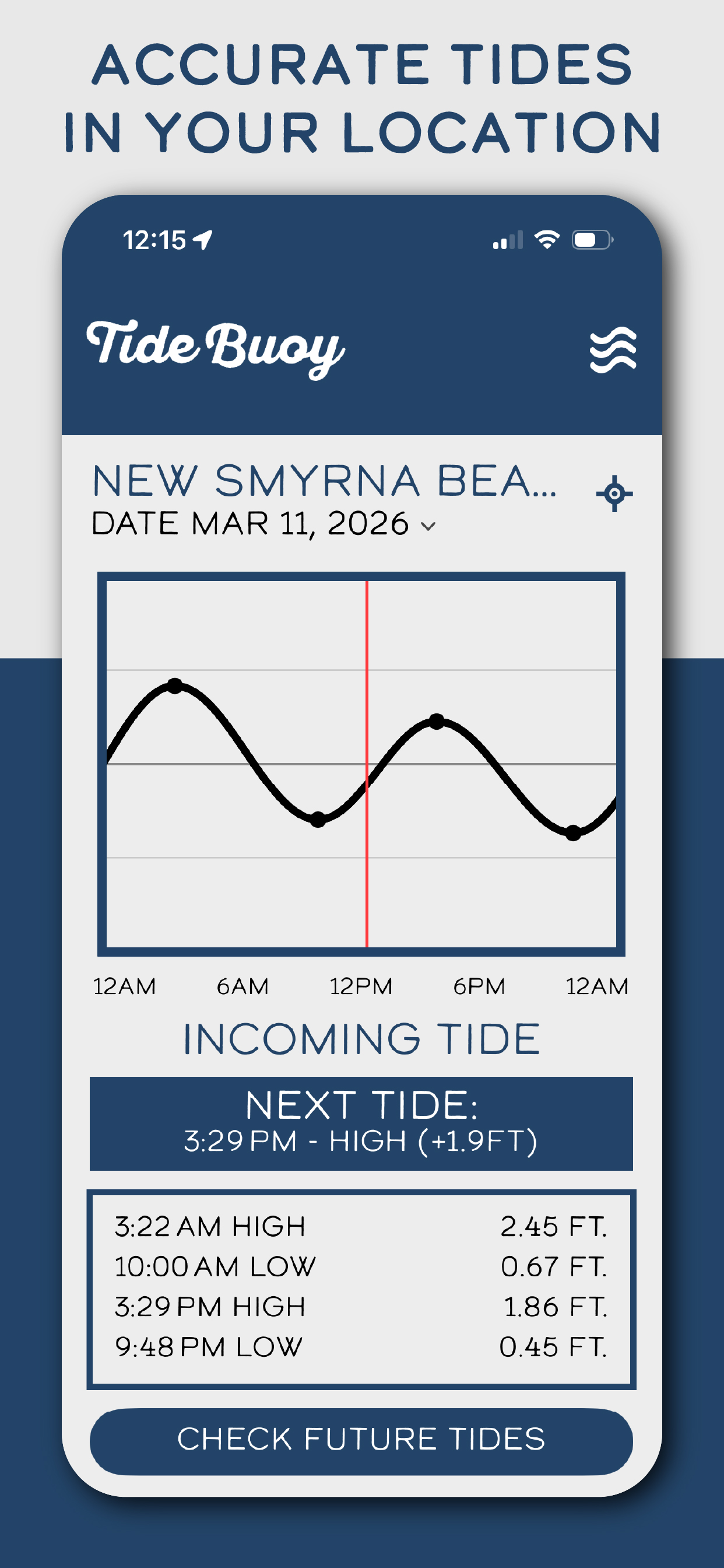 Tide Buoy accurate tides screen