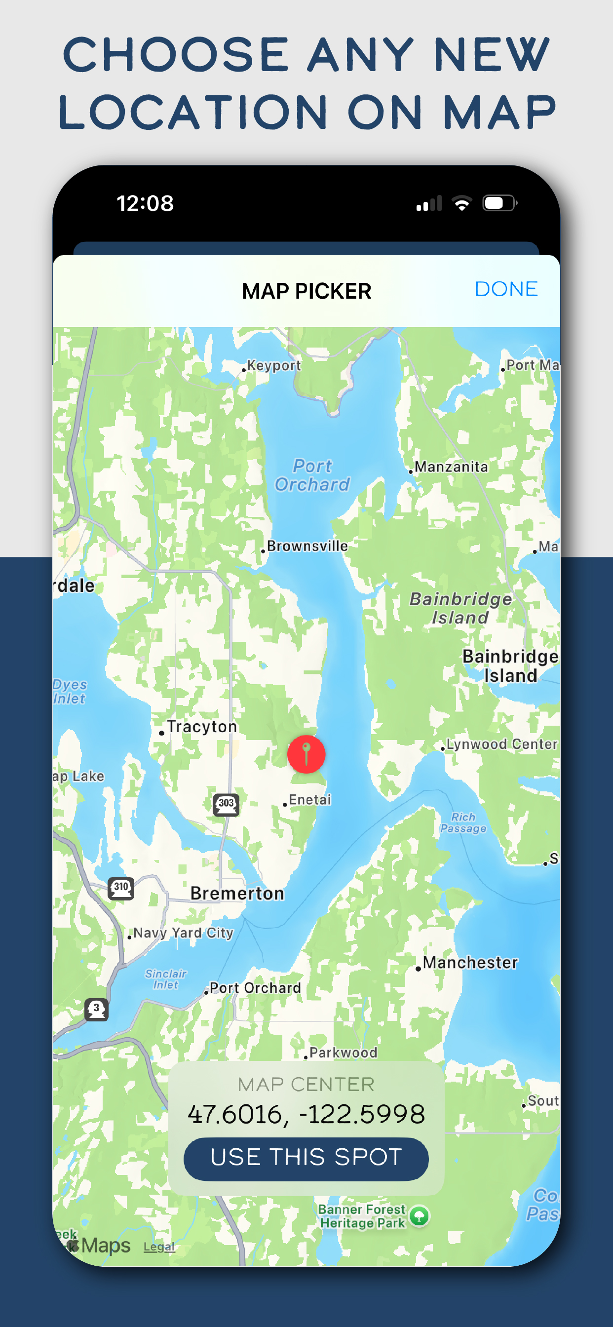 Tide Buoy map picker screen
